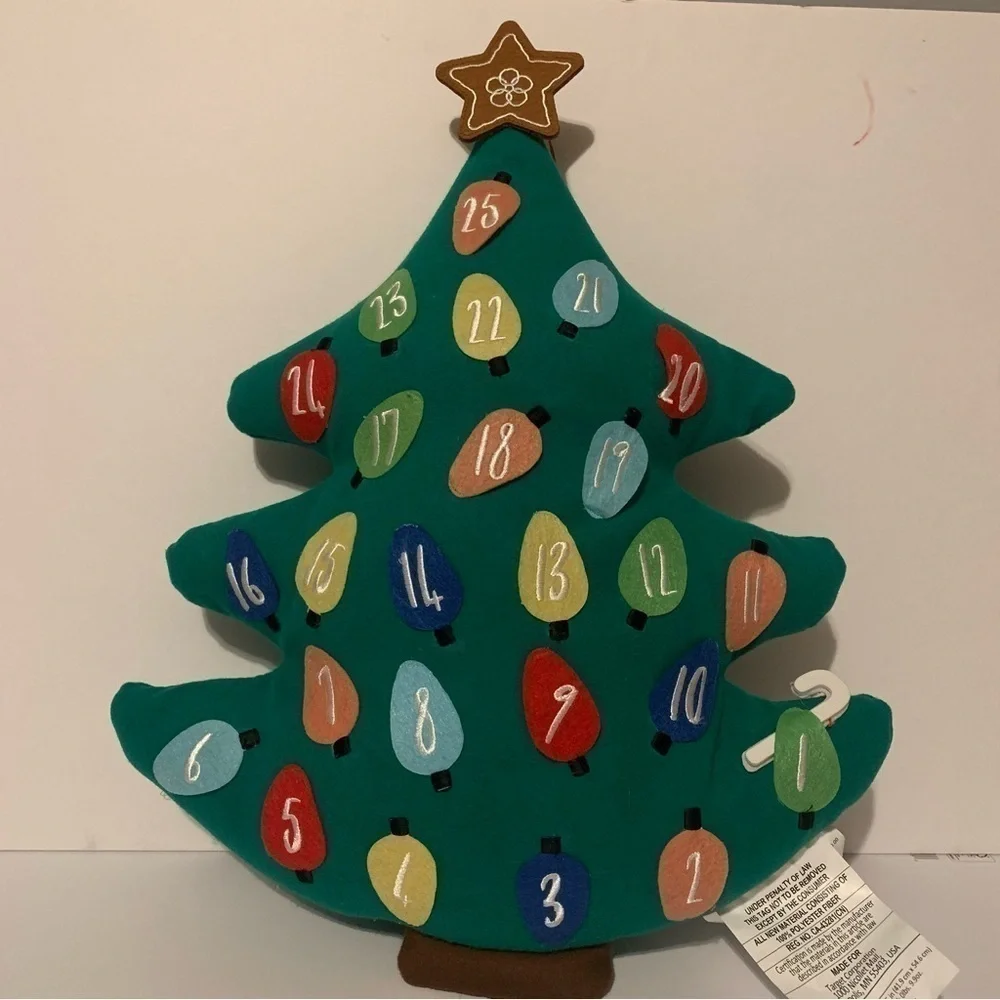 NWT. WONDERSHOP Advent Calendar Christmas Tree Pillow